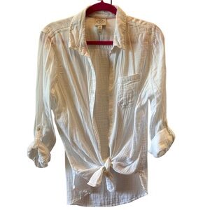 St. John's Bay White Button-Down Tie Front Shirt